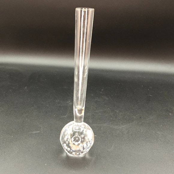 Vtg Kosta Sweden Handblown Controlled Bubble Clear Art Glass Bullicante Bud Vase - Picture 2 of 7